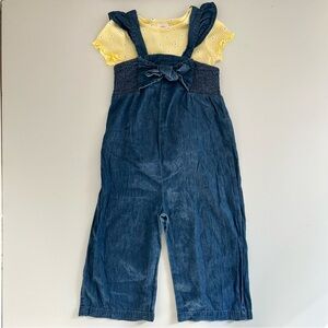 Toddler Girls 4T Denim Jumpsuit Outfit Set